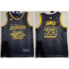 Men's Los Angeles Lakers #23 LeBron James Black 'Mamba'  Stitched Jersey