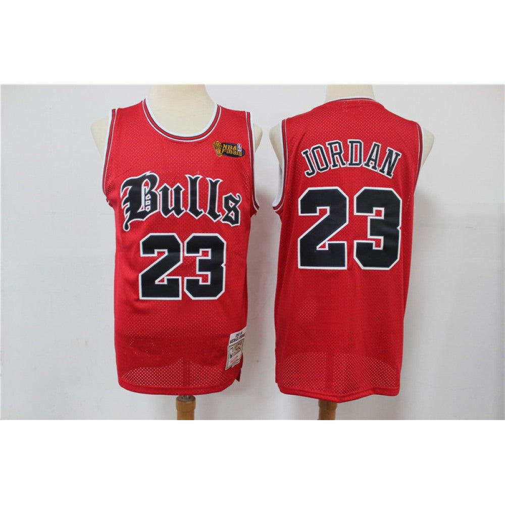 Men's Chicago Bulls #23 Michael Jordan Red Old English Faded Stitched Jersey