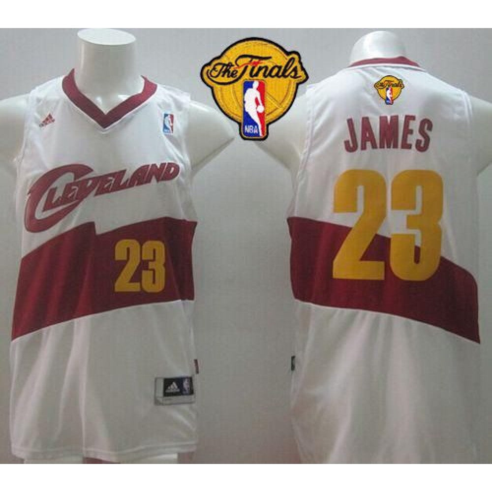 New Revolution 30 Cavaliers #23 LeBron James White The Finals Patch Stitched NBA Jersey