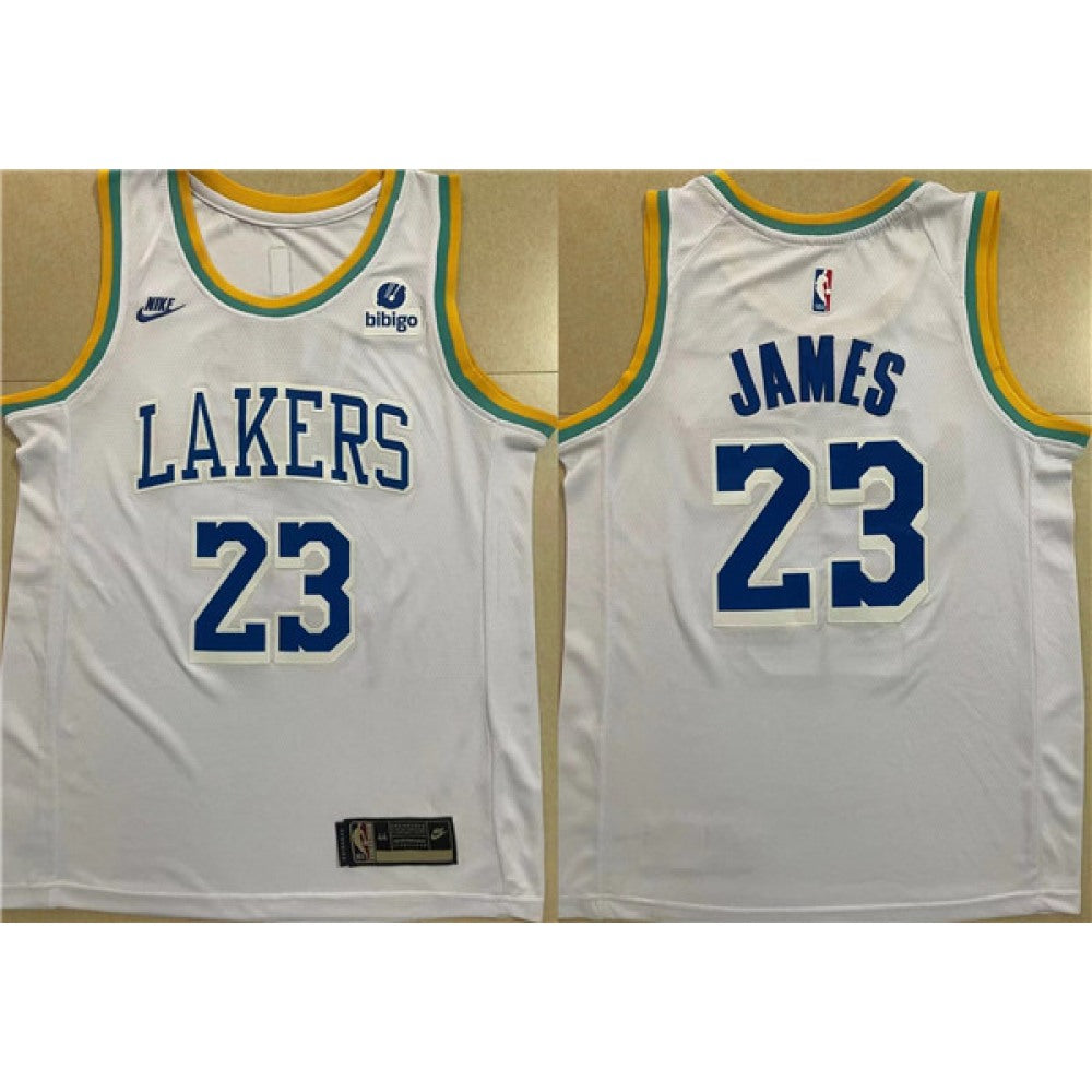 Men's Los Angeles Lakers #23 LeBron James White Stitched Basketball Jersey