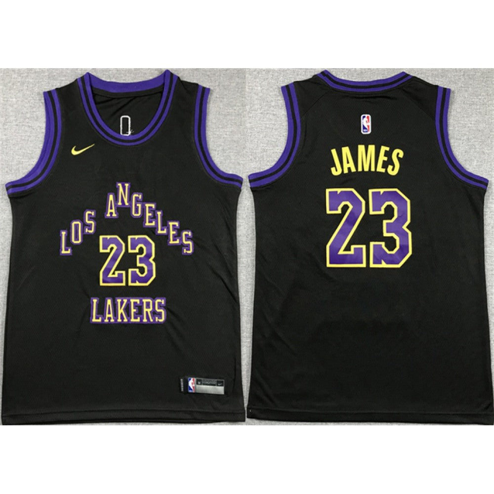 Youth Los Angeles Lakers #23 LeBron James Black City Edition Stitched Basketball Jersey