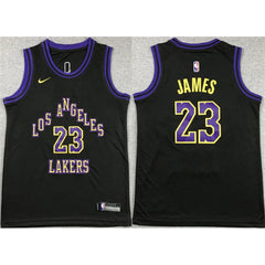 Youth Los Angeles Lakers #23 LeBron James Black City Edition Stitched Basketball Jersey