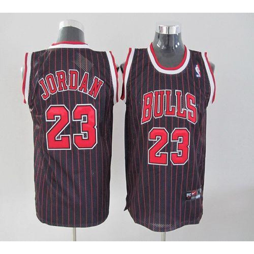 Bulls #23 Michael Jordan Stitched Black Red Strip Youth NBA Jersey