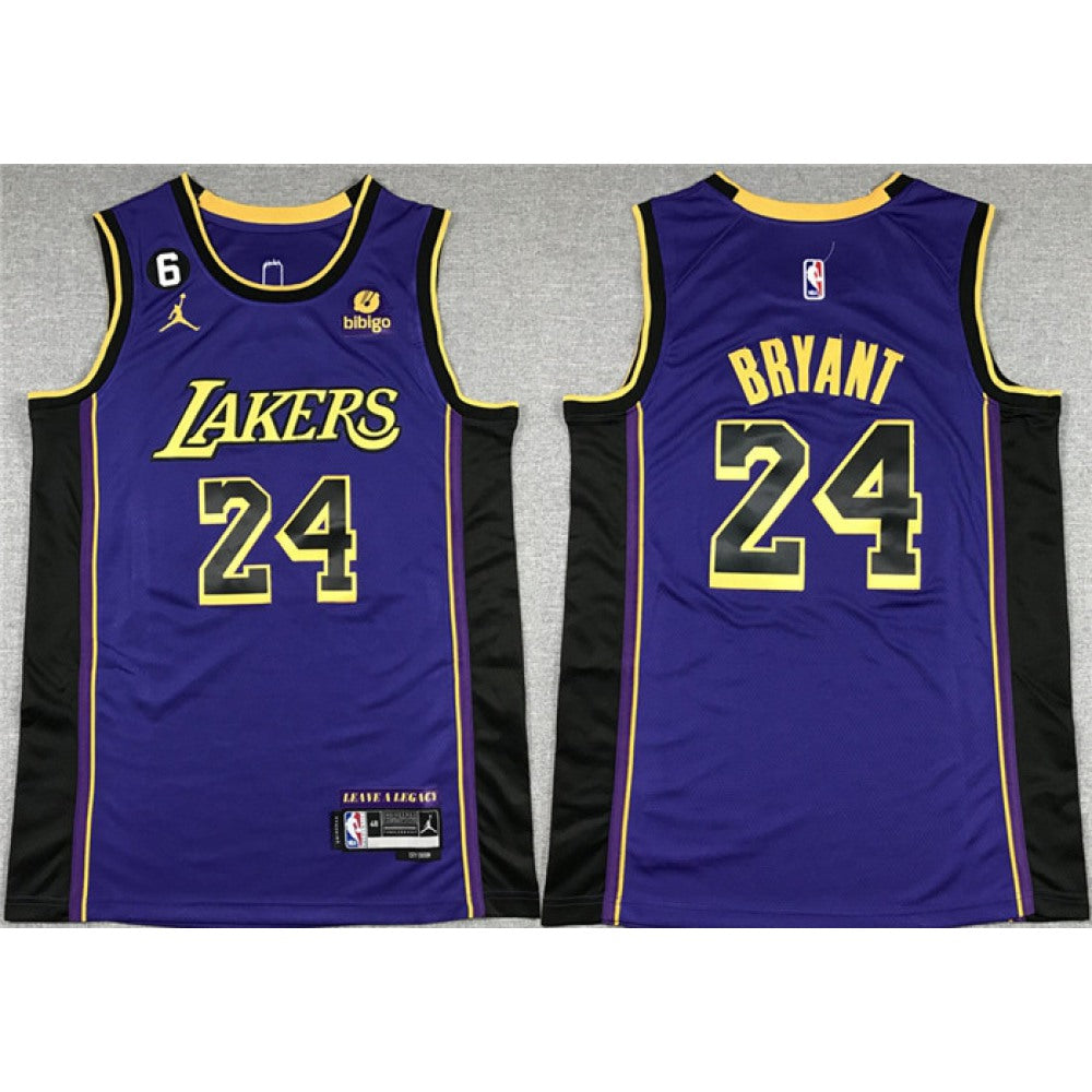 Men's Los Angeles Lakers #24 Kobe Bryant Purple With NO.6 Patch Stitched Basketball Jersey