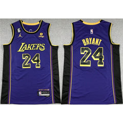 Men's Los Angeles Lakers #24 Kobe Bryant Purple With NO.6 Patch Stitched Basketball Jersey