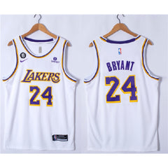 Youth Los Angeles Lakers #24 Kobe Bryant White NO.6 Patch  Stitched Basketball Jersey
