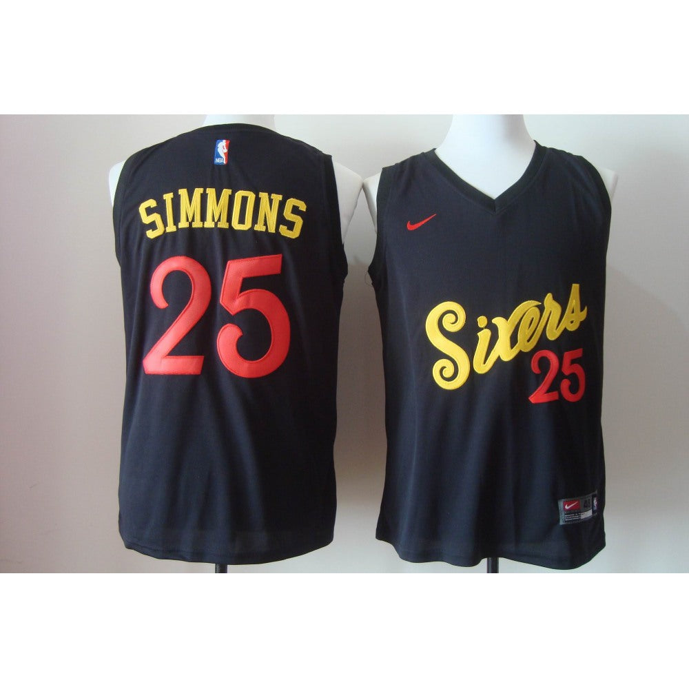 Men's Philadelphia 76ers #25 Ben Simmons 2017 Black Bulls Fashion Stitched NBA Jersey