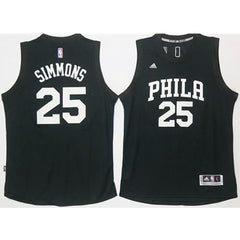 76ers #25 Ben Simmons Black Fashion Stitched NBA Jersey