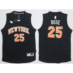 Knicks #25 Derrick Rose Black Fashion Stitched NBA Jersey