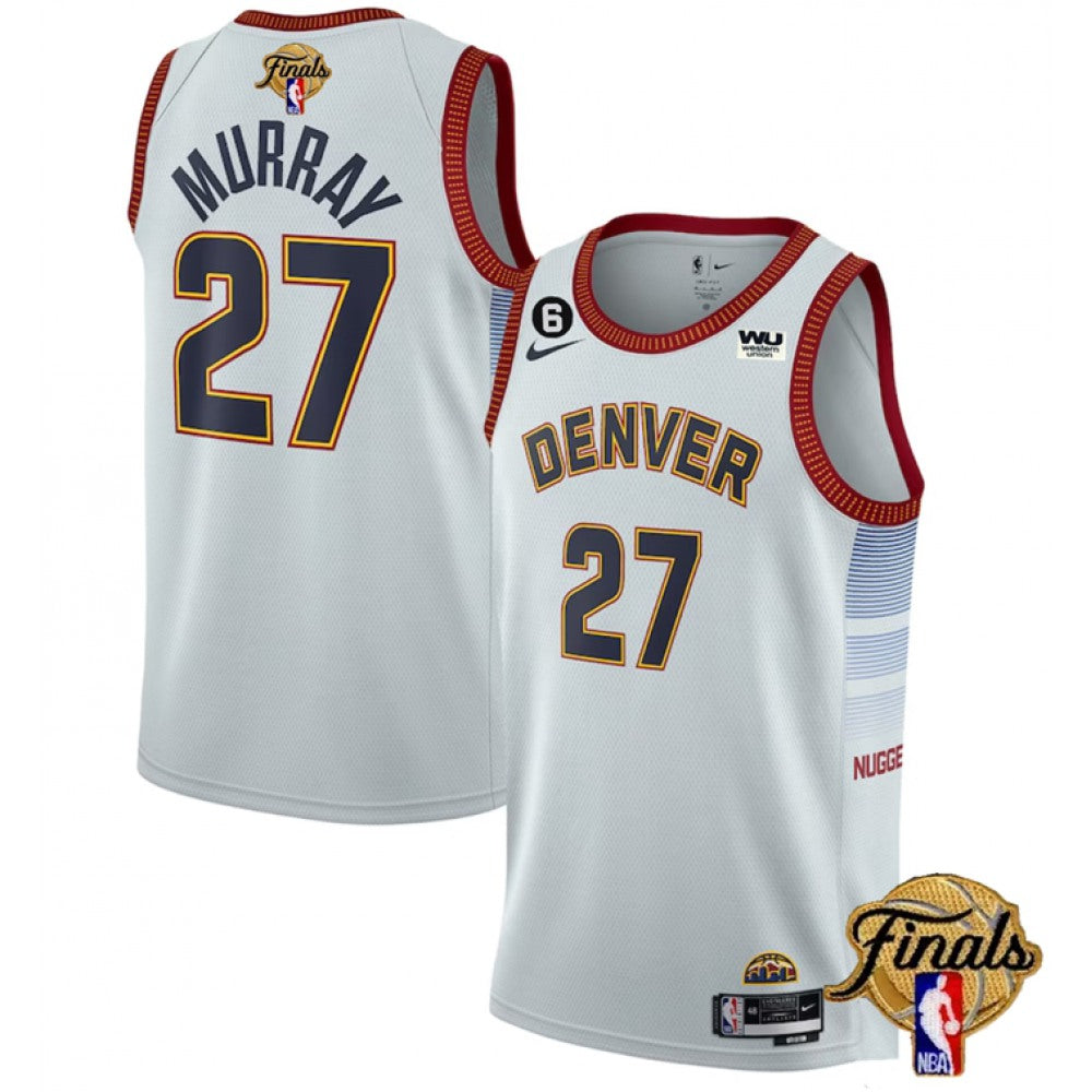 Men's Denver Nuggets #27 Jamal Murray Silver 2023 Finals Icon Edition With NO.6 Patch Stitched Basketball Jersey