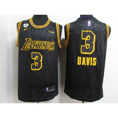 Men's Los Angeles Lakers #3 Anthony Davis 2020 Black City Edition With GiGi Patch Stitched Jersey