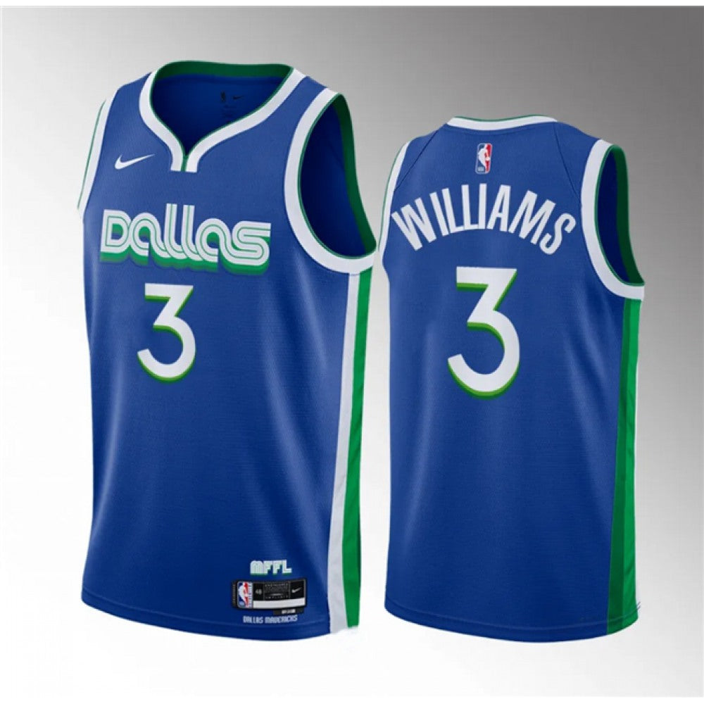 Men's Dallas Mavericks #3 Grant Williams Blue City Edition Stitched Basketball Jersey