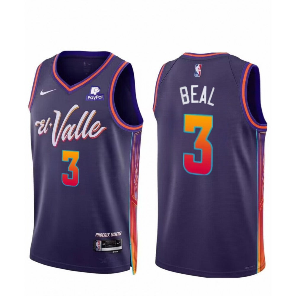 Men's Phoenix Suns #3 Bradley Beal Purple 2023/24 City Edition Stitched Basketball Jersey