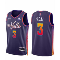 Men's Phoenix Suns #3 Bradley Beal Purple 2023/24 City Edition Stitched Basketball Jersey