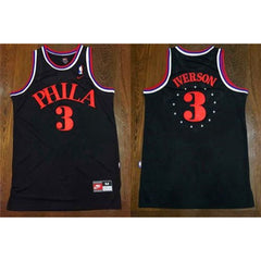 76ers #3 Allen Iverson Black 1964 Throwback Stitched NBA Jersey