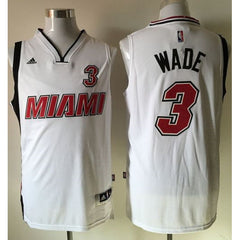 Heat #3 Dwyane Wade Stitched White NBA Jersey