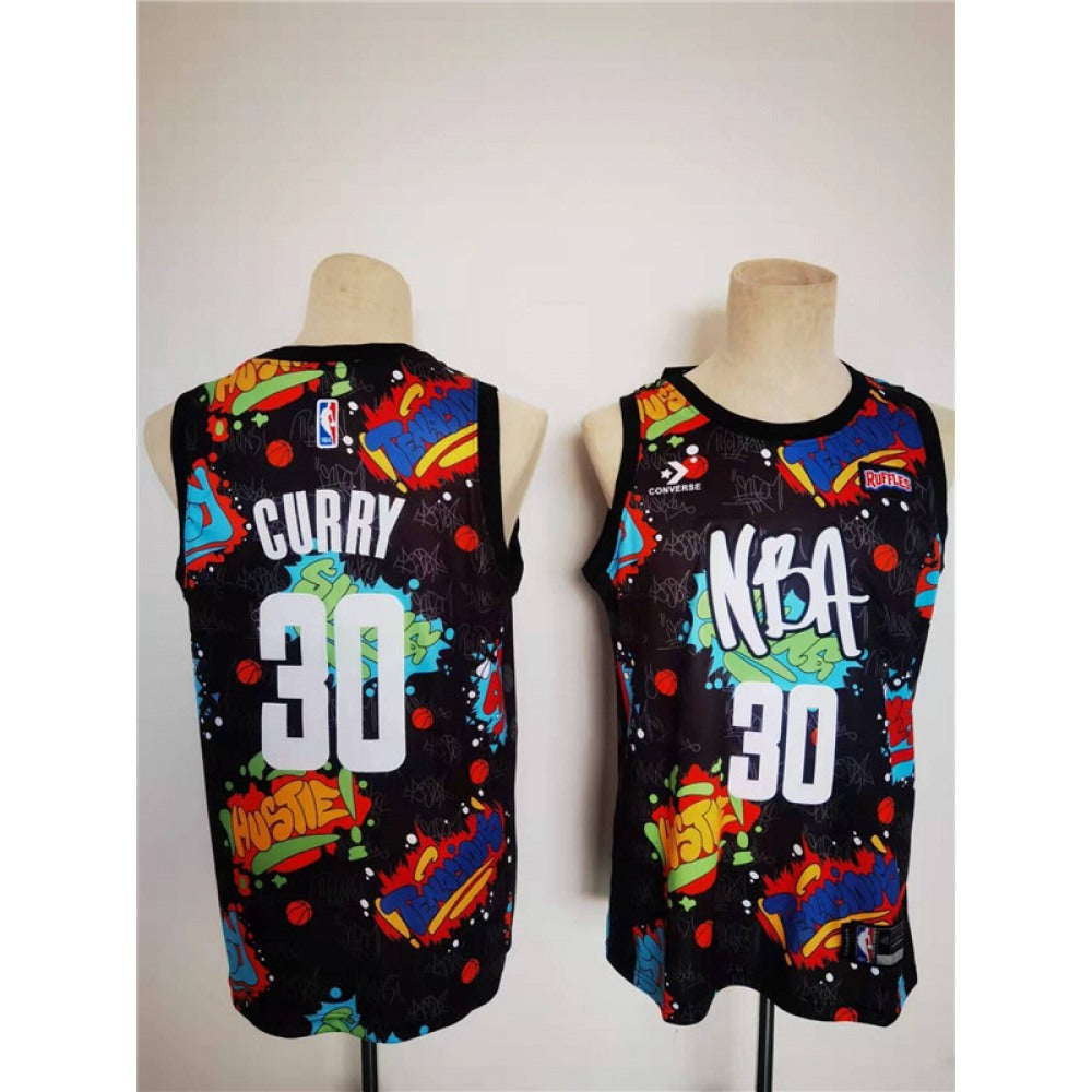 Men's Golden State Warriors #30 Stephen Curry 75th Anniversary Black  Stitched Basketball Jersey