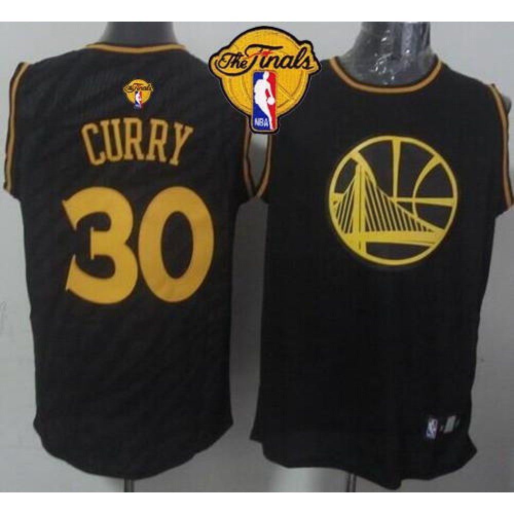 Warriors #30 Stephen Curry Black Precious Metals Fashion The Finals Patch Stitched NBA Jersey