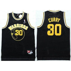 Warriors #30 Stephen Curry Black Throwback Stitched NBA Jersey