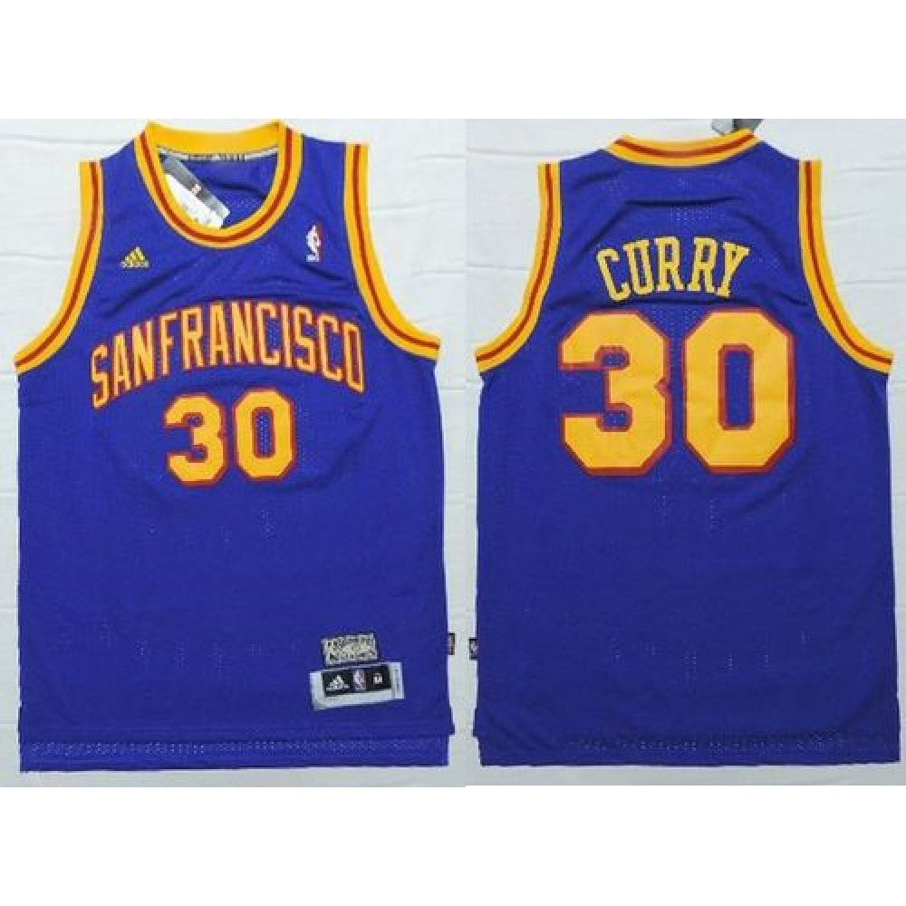 Warriors #30 Stephen Curry Blue Throwback San Francisco Stitched NBA Jersey