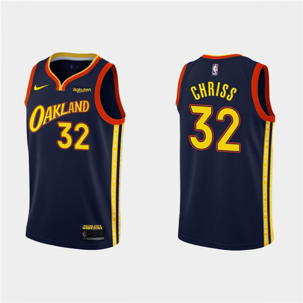 Men's Golden State Warriors #32 Marquese Chriss 2020-21 Navy City Edition Stitched NBA Jersey