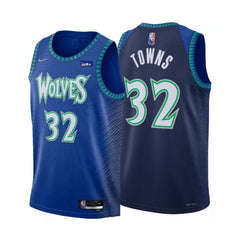 Youth Minnesota Timberwolves #32 Karl-Anthony Town 2021/22 Blue City Edition 75th Anniversary Swingman Stitched Jersey