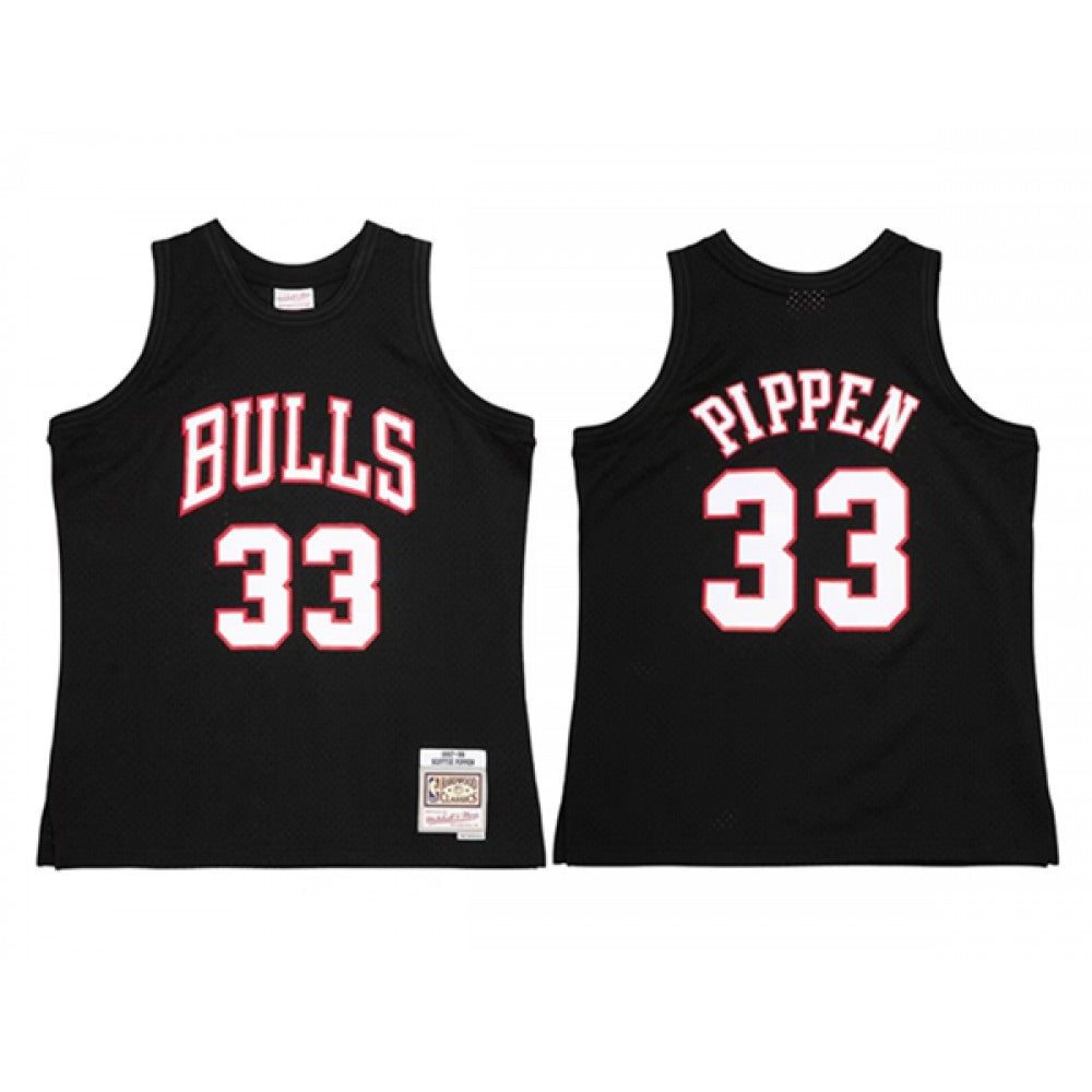 Men's Chicago Bulls #33 Scottie Pippen Black 97-98 Mitchell & Ness Swingman Stitched Jersey