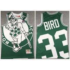 Men's Boston Celtics #33 Larry Bird Green Big Face Throwback Stitched Jersey