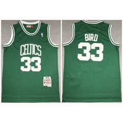 Men's Boston Celtics #33 Larry Bird 1985-86 Green Throwback Stitched Jersey