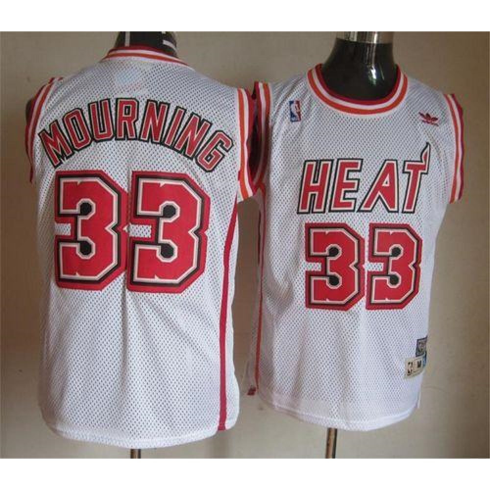 Heat #33 Alonzo Mourning White Throwback Stitched NBA Jersey