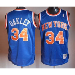 Mitchell And Ness Knicks #34 Charles Oakley Blue Throwback Stitched NBA Jersey