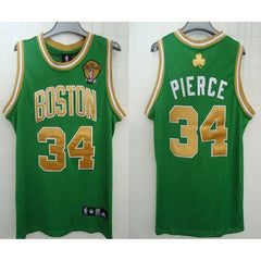 Celtics #34 Paul Pierce Stitched Green Gold Number Final Patch NBA Jersey