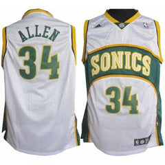Thunder #34 Ray Allen White Seattle SuperSonics Style Stitched NBA Jersey