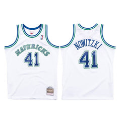 Men's Dallas Mavericks #41 Dirk Nowitzki White 1998-99 Stitched Jersey