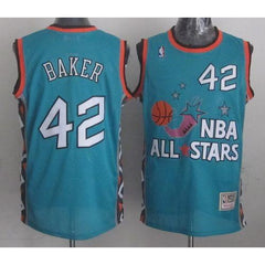 Mitchell And Ness Bucks #42 Vin Baker Light Blue 1996 All star Stitched NBA Jersey