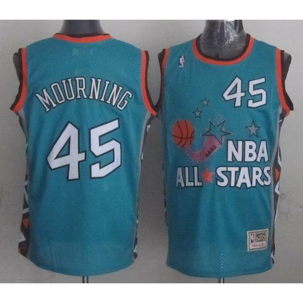 Mitchell And Ness Heat #45 Alonzo Mourning Light Blue 1996 All star Stitched NBA Jersey
