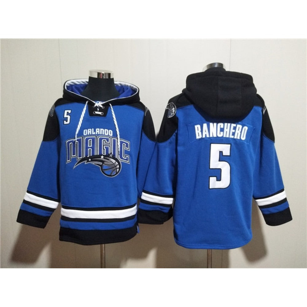 Men's Orlando Magic #5 Paolo Banchero Blue Ageless Must-Have Lace-Up Pullover Hoodie
