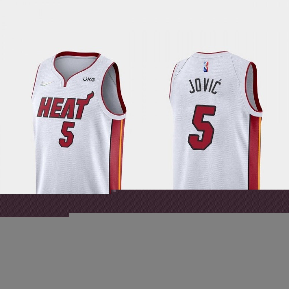 Men's Miami Heat #5 Nikola Jovic 2022 White Stitched Basketball Jersey