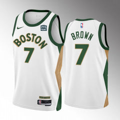Men's Boston Celtics #7 Jaylen Brown White 2023/24 City Edition Stitched Basketball Jersey