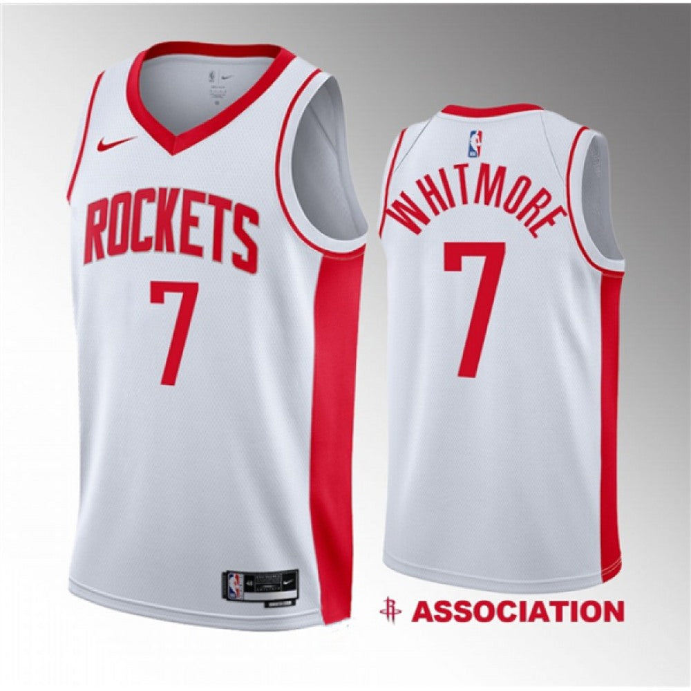 Men's Houston Rockets #7 Cam Whitmore White 2023 Draft Association Edition Stitched Basketball Jersey