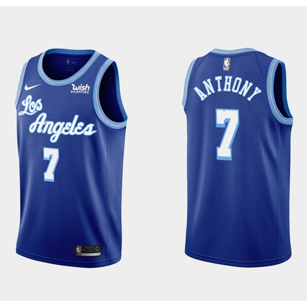 Men's Los Angeles Lakers #7 Carmelo Anthony Blue Classic  Edition Stitched Basketball Jersey