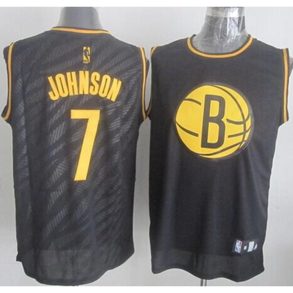 Nets #7 Joe Johnson Black Precious Metals Fashion Stitched NBA Jersey