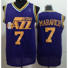 Jazz #7 Pete Maravich Purple Throwback Stitched NBA Jersey