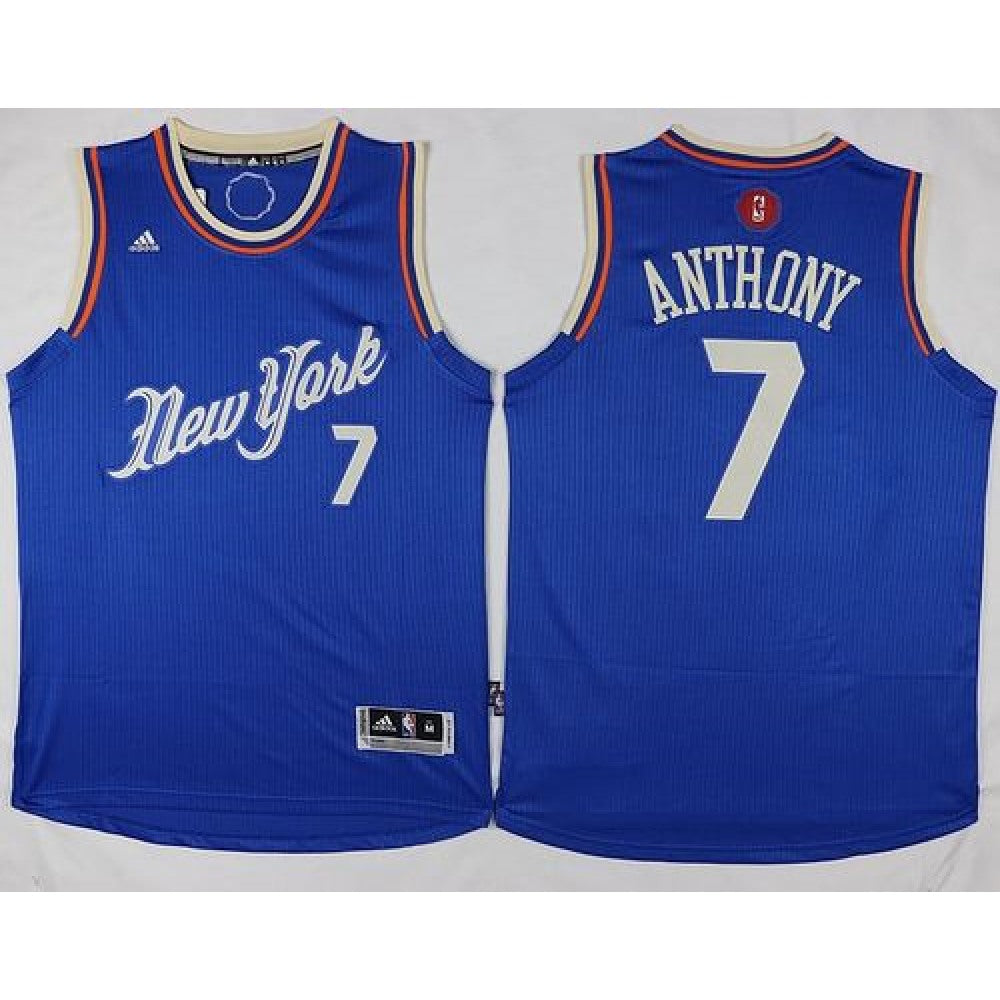Knicks #7 Carmelo Anthony Blue 2015-2016 Christmas Day Stitched NBA Jersey