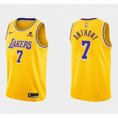 Men's Los Angeles Lakers #7 Carmelo Anthony "bibigo" Yellow Stitched Basketball Jersey