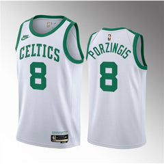 Men's Boston Celtics #8 Kristaps Porzingis White 2023 Draft Association Edition Stitched Basketball Jersey