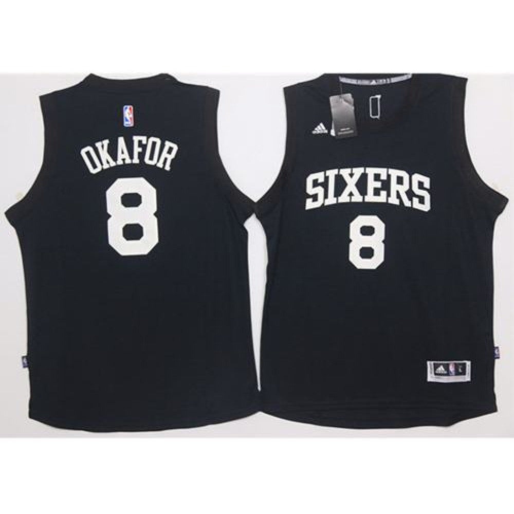 76ers #8 Jahlil Okafor Black Fashion Stitched NBA Jersey