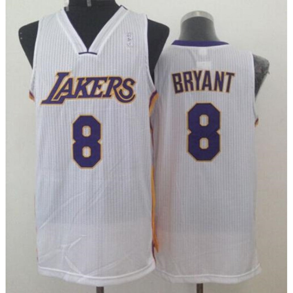 Lakers #8 Kobe Bryant White Throwback Stitched NBA Jersey