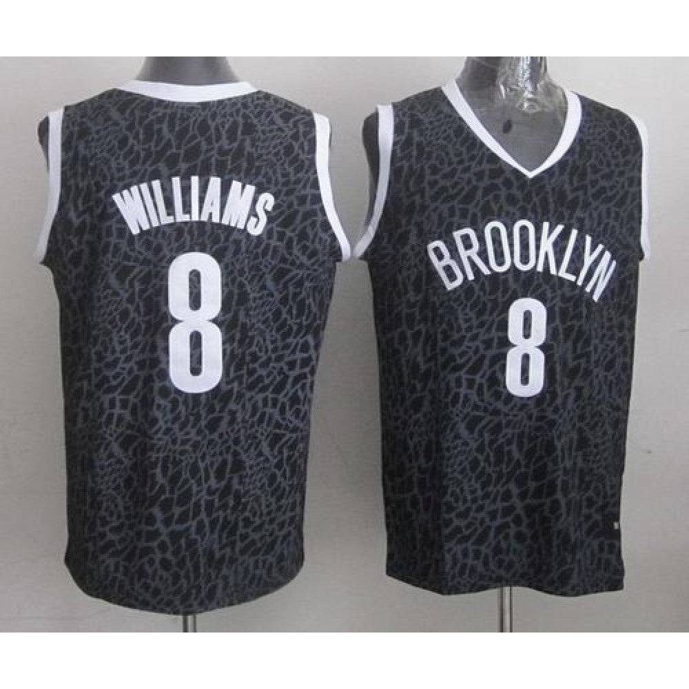 Nets #8 Deron Williams Black Crazy Light Stitched NBA Jersey
