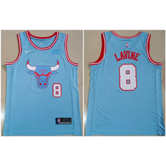 Men's Chicago Bulls #8 Zach LaVine Light Blue Stitched Basketball Jersey